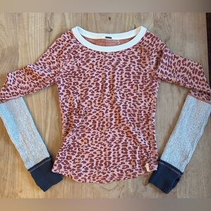 Free People Textured Knit Sweater in Cream and Brown